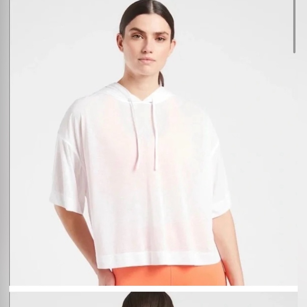 Athleta athletic short sleeve top with hood